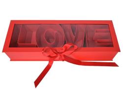 Кутия за декориране LOVE, Плексиглас, 55 см х11 см х 20 см, Червен